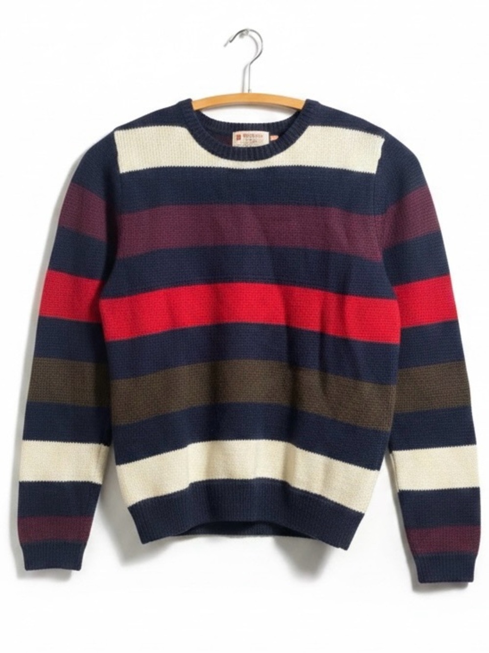 Brooks Brothers Navy, Red, White & Brown Striped Crewneck Sweater
